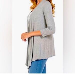Cupio Light Gray Open Front Draped Cardigan